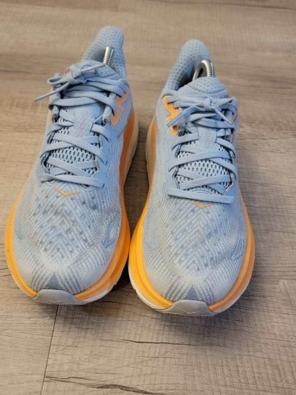 Hoka One One Women's Light Blue and Orange Running Sneakers